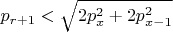$p_{r+1} < \sqrt{2p_x^2+2p_{x-1}^2}$