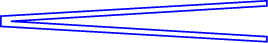 $$\begin{tikzpicture}\draw [blue, thick] (0,0) -- (5,.3) -- (5,.4) -- (-.2,.1) -- (-.2,-.1) -- (5,-.4) -- (5,-.3) -- (0,0);\end{tikzpicture}$$