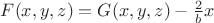 $F(x,y,z)=G(x,y,z)-\frac2bx$
