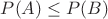 $P(A)\leq P(B)