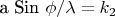 a Sin \phi / \lambda = k_2$