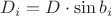 $D_i = D\cdot\sin b_i$