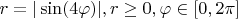 $r=|\sin(4\varphi)|, r\geq 0, \varphi\in[0,2\pi]$