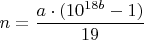 $ n = \dfrac{a\cdot(10^{18b}-1)}{19} $