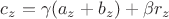 $c_z=\gamma(a_z+b_z)+\beta r_z$