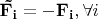 $\mathbf{\tilde{F_i}} = - \mathbf{F_i}, \forall i$