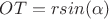 $OT=rsin(\alpha)$