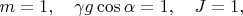 $$m=1,\quad \gamma g\cos\alpha=1,\quad J=1,$$