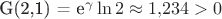 G(2,1) = e^{\gamma} \ln 2 \approx 1{,}234 > 0
