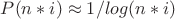 $P(n*i) \approx 1/log(n*i)$