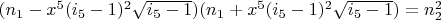 $(n_1-x^5 (i_5-1)^2 \sqrt{i_5-1})(n_1+x^5 (i_5-1)^2 \sqrt{i_5-1})=n_2^2$