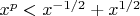 $x^p<x^{-1/2}+x^{1/2}$
