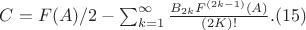 $C=F(A)/2-\sum_{k=1}^{\infty}{\frac {B_{2k}F^{(2k-1)}(A)} {(2K)!}}.(15)$