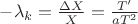 $-\lambda_k=\frac{\Delta X}{X}=\frac{T'}{aT^2}$