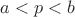 $a<p<b$