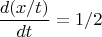 $$\frac {d(x/t)} {dt} = 1/2$$