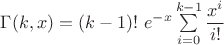 $\Gamma(k,x)= (k-1)!\ e^{-x} \sum\limits_{i=0}^{k-1}\dfrac{x^i}{i!}$