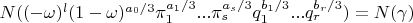 $N((-\omega)^l(1-\omega)^{a_0/3}\pi_1^{a_1/3}...\pi_s^{a_s/3}q_1^{b_1/3}...q_r^{b_r/3})=N(\gamma)$