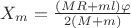 $X_m = \frac{(MR + ml)\varcos\varphi}{2(M+m)}$