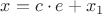 $x=c\cdot e + x_1$ $x=c\cdot e + x_1$