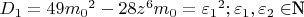 $D_{ кв1}=49{m_0}^2-28z^6m_0={\varepsilon_1}^2;\varepsilon_1, \varepsilon_2 \in $\mathbb{N}$$