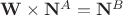 $\mathbf W\times\mathbf N^A=\mathbf N^B$