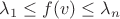 $\lambda_1\leq f(v)\leq\lambda_n$