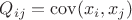 $Q_{ij} = \mathrm{cov}(x_i, x_j)$