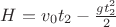 $H=v_0t_2-\frac{gt^2_2}{2}$
