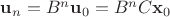 $\mathbf u_n=B^n \mathbf u_0 = B^n C\mathbf x_0$