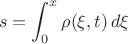 $$
s = \int_0^x \rho(\xi,t)\,d\xi
$$