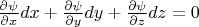 $\frac{\partial \psi}{\partial x}dx+ \frac{\partial \psi}{\partial y}dy+
\frac{\partial \psi}{\partial z}dz=0$