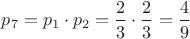 $p_7=p_1\cdot p_2=\dfrac{2}{3}\cdot \dfrac{2}{3}=\dfrac{4}{9}$