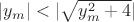 $\lvert{y_m}\rvert<\lvert\sqrt{y_m^2+4}\rvert$
