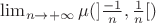 $\lim_{n\rightarrow +\infty} \mu (]\frac{-1}{n}, \frac{1}{n}[) $