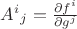 $A^i{}_j = \frac{\partial f^i}{\partial g^j}$