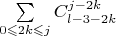 $\sum\limits_{0\leqslant 2k\leqslant j}C_{l-3-2k}^{j-2k}$
