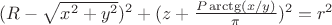 $(R-\sqrt{x^2 + y^2})^2 + (z + \frac{P \arctg(x/y)}{\pi})^2 = r^2$