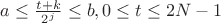 $a\leq \frac{t+k}{2^j}\leq b, 0\leq t \leq 2N-1$