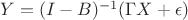 $Y = (I - B)^{-1} (\Gamma X + \epsilon)$ $Y = (I - B)^{-1} (\Gamma X + \epsilon)$