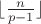 $\lfloor\frac n{p-1}\rfloor$