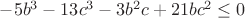 $-5b^3-13c^3-3b^2c+21bc^2\le0$