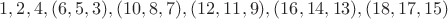 $$1, 2, 4, (6, 5, 3), (10, 8, 7), (12, 11, 9), (16, 14, 13), (18, 17, 15)$$