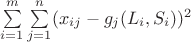 $\sum\limits_{i=1}^m \sum\limits_{j=1}^n (x_{ij}-g_j(L_i,S_i))^2$