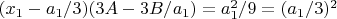 $(x_1-a_1/3)(3A-3B/a_1)=a_1^2/9=(a_1/3)^2$