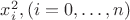 $x_i^2, (i=0,\dots ,n)$