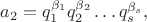 $a_2=q_1^{\beta_1}q_2^{\beta_2}\dots q_s^{\beta_s},$