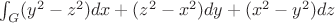 $\int_G(y^2-z^2)dx+(z^2-x^2)dy+(x^2-y^2)dz$