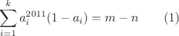 $$\sum _{i=1}^ka_i^{2011}(1-a_i)=m-n\qquad (1)$$