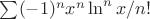 $\sum(-1)^nx^n \ln^n x/n!$